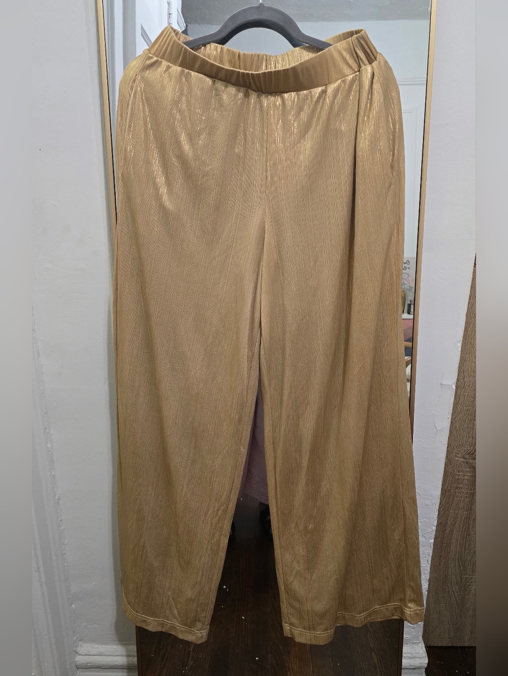 New York & Company Metallic Gold Wide Leg Pants